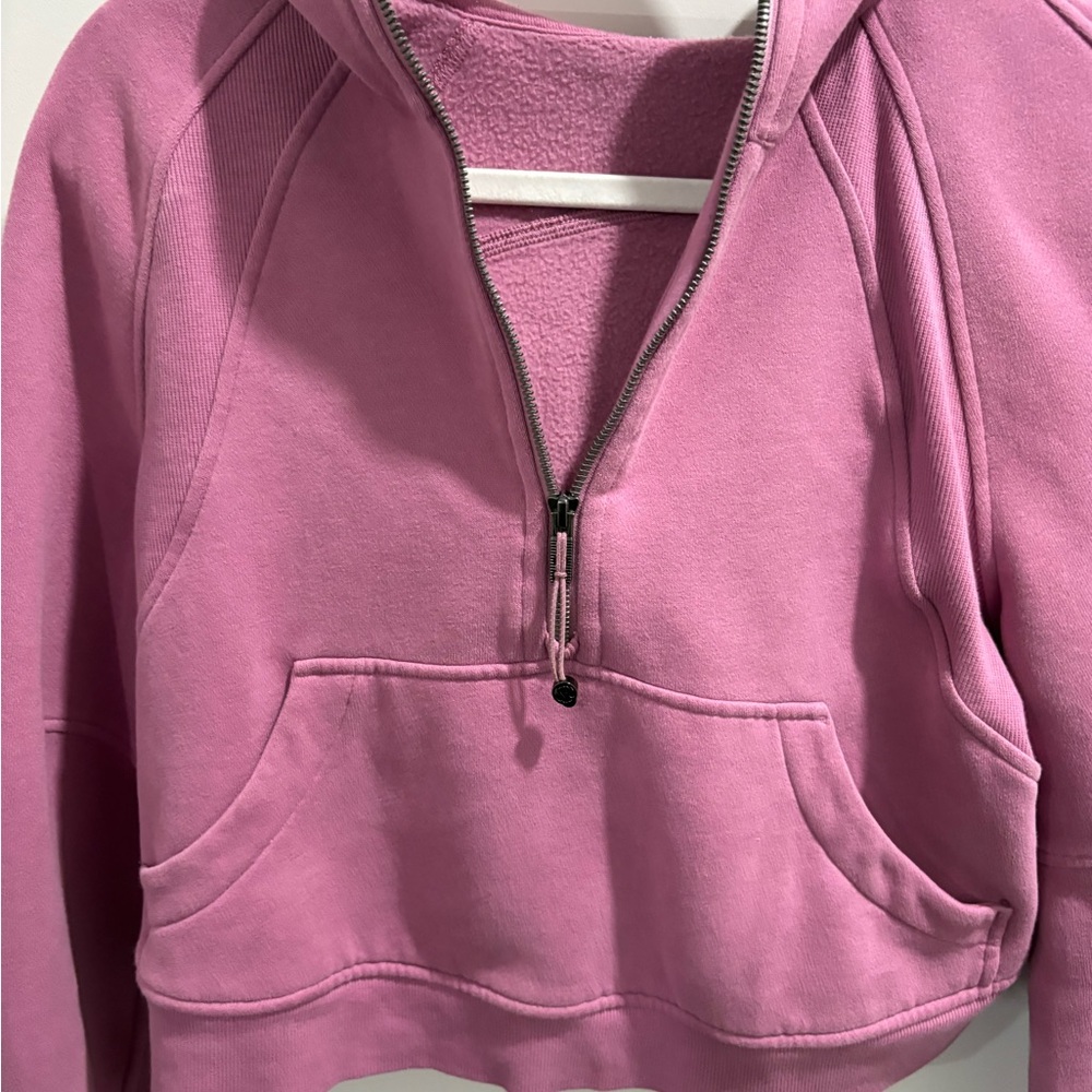 Lululemon Scuba Crop 1/2 Zip Hoodie Women XS Pink